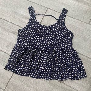 Blue floral peplum tank top